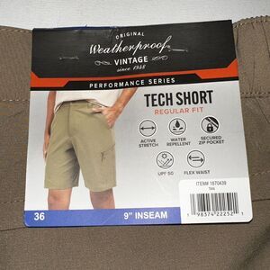 Weatherproof Vintage Men's Performance Series Tech Shorts Tan Size 36 (38) NWT